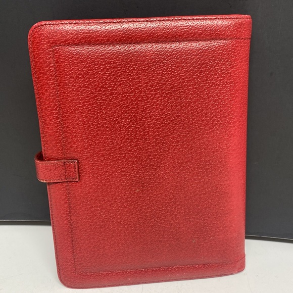 Franklin Covey Red Pebbled Leather Binder Planner - Picture 3 of 17